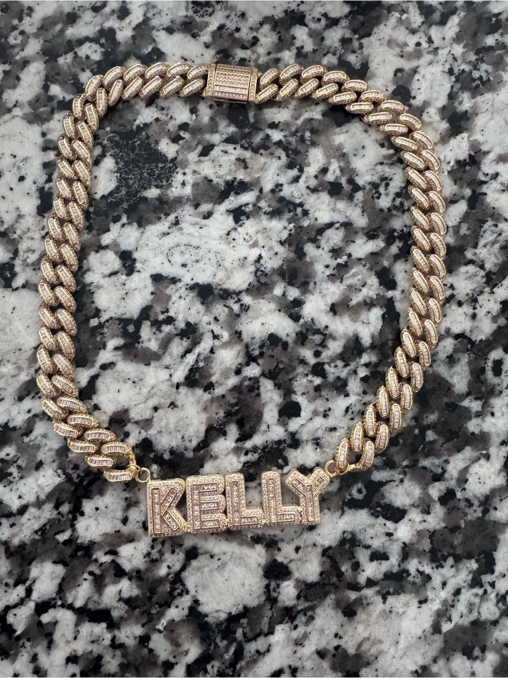 Gold-Tone Pave 'KELLY' Name Necklace